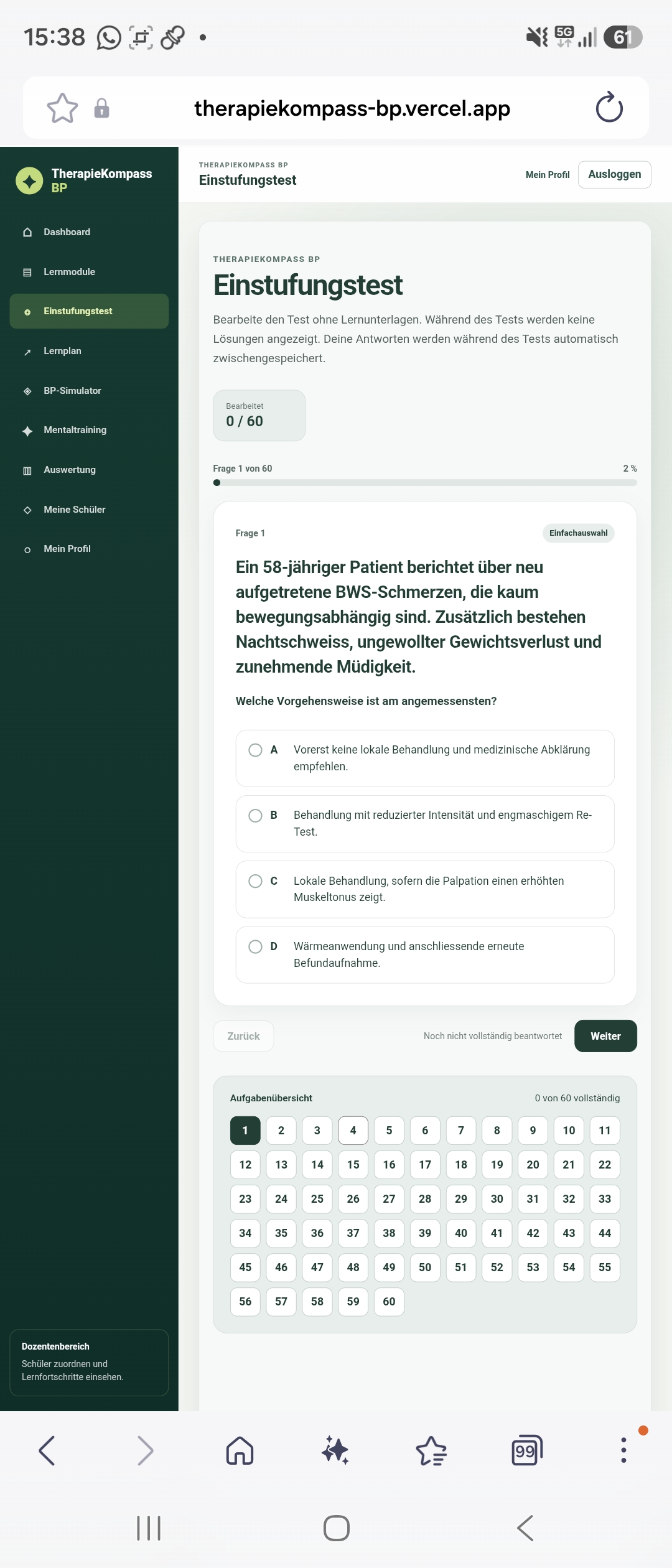 TherapieKompass BP – Einstufungstest