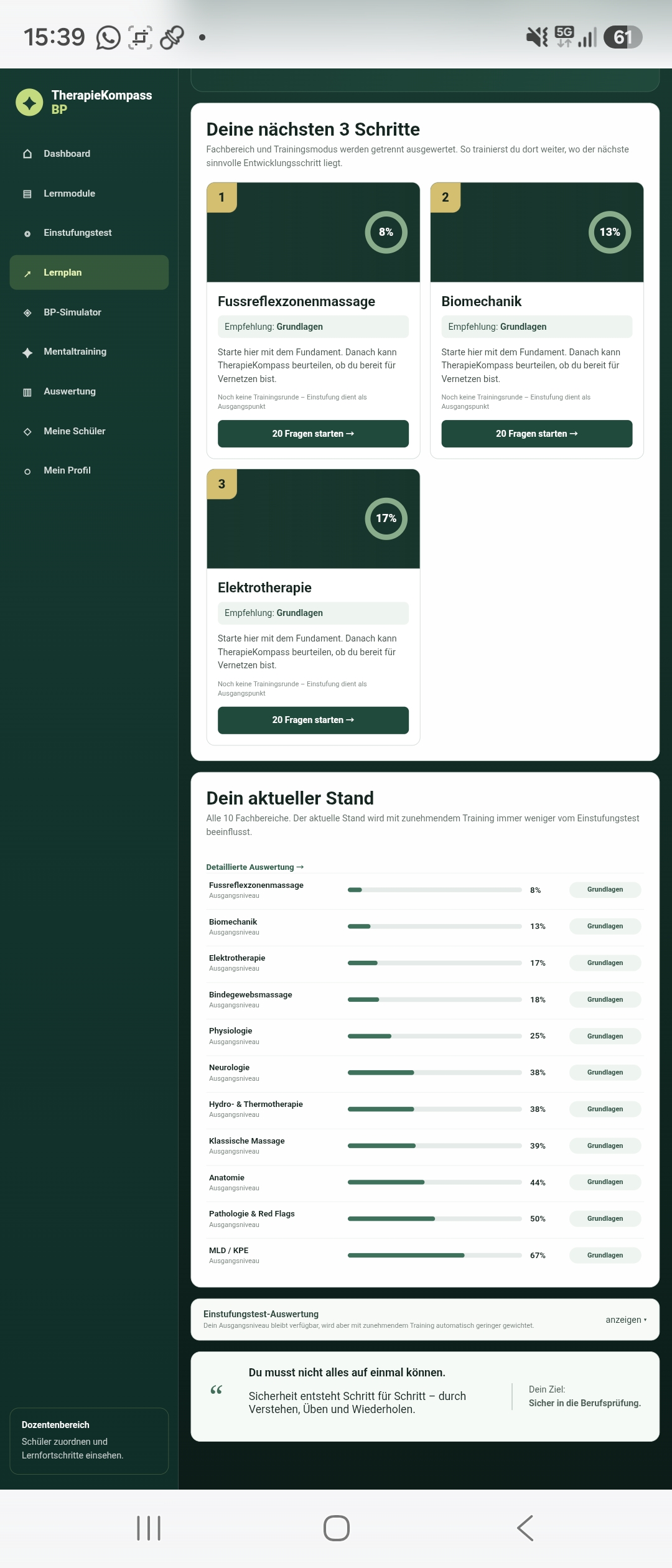 TherapieKompass BP – Persönlicher Lernplan