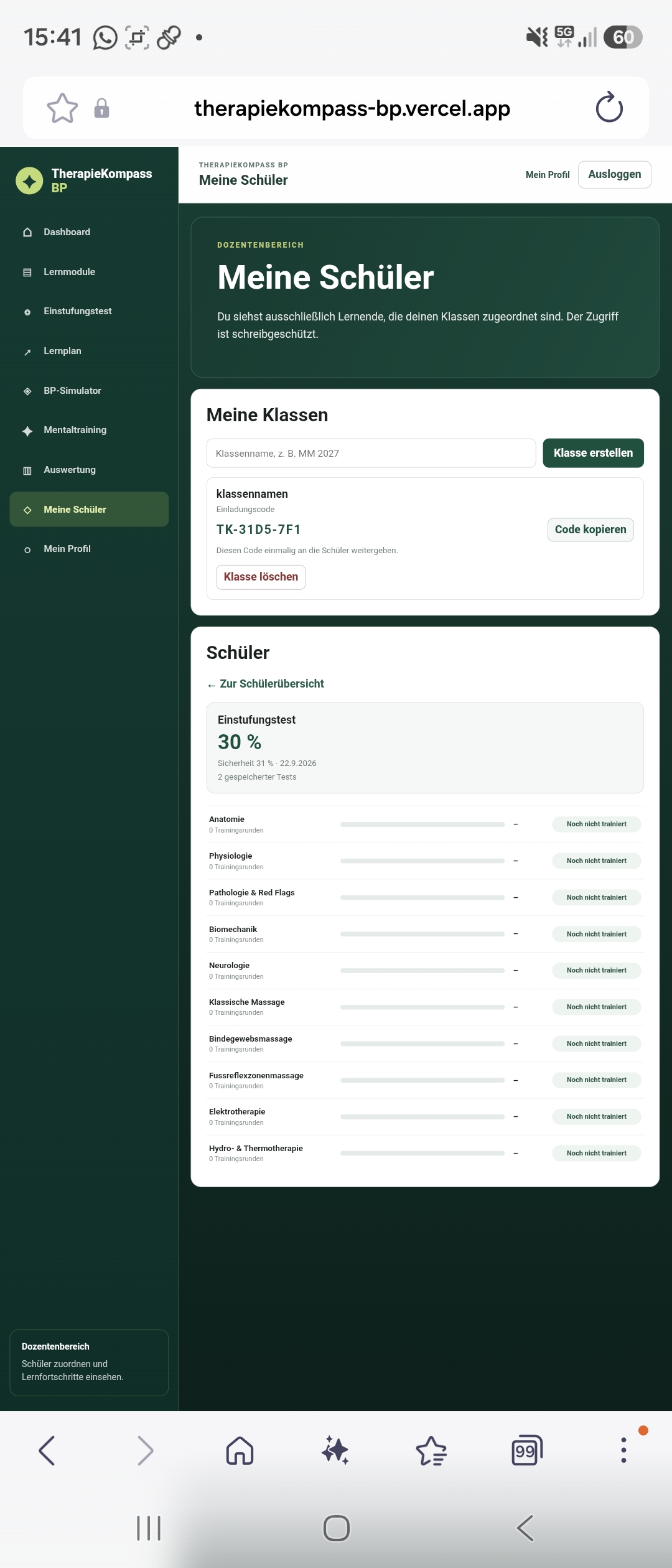 TherapieKompass BP – Dozentenbereich